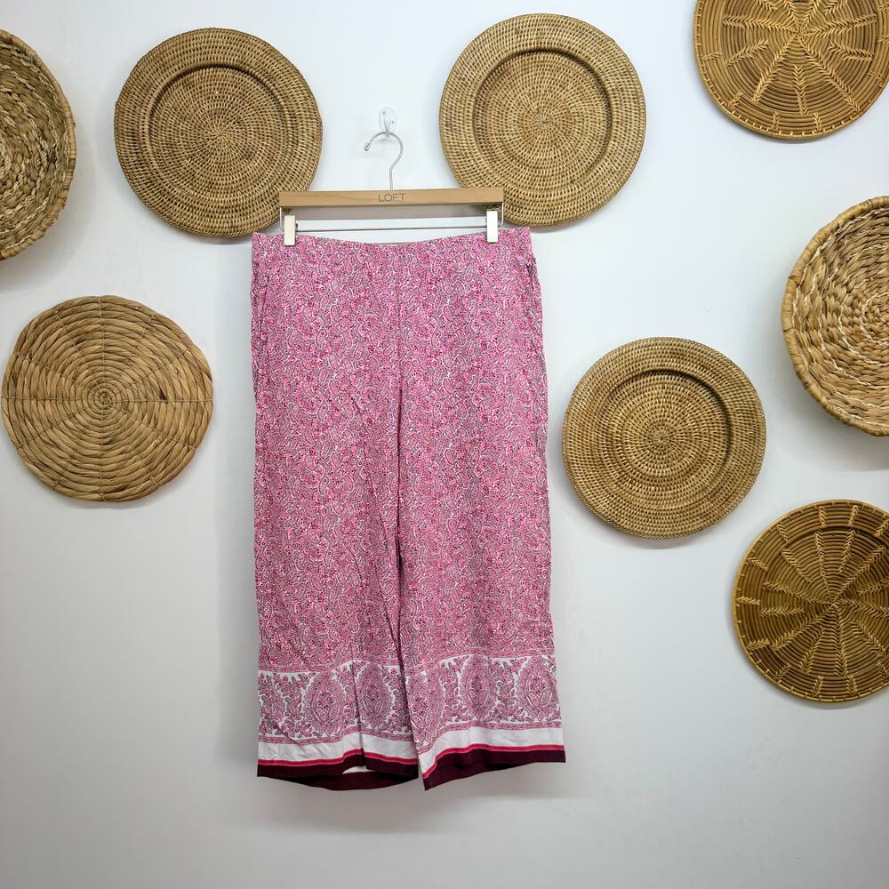 J. Jill Pink Cropped Flowy Pants LP Large PETITE